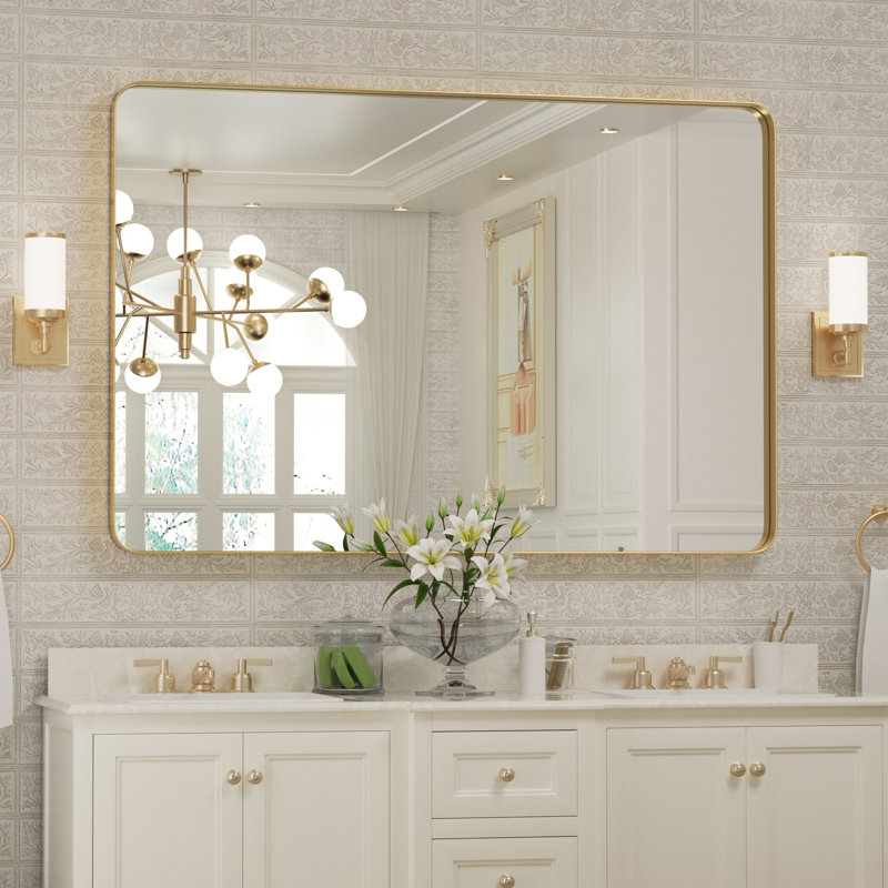 Gold mirror bathroom discount